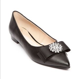 NEW Crown & Ivy Pointed Toe Black Leather Flats